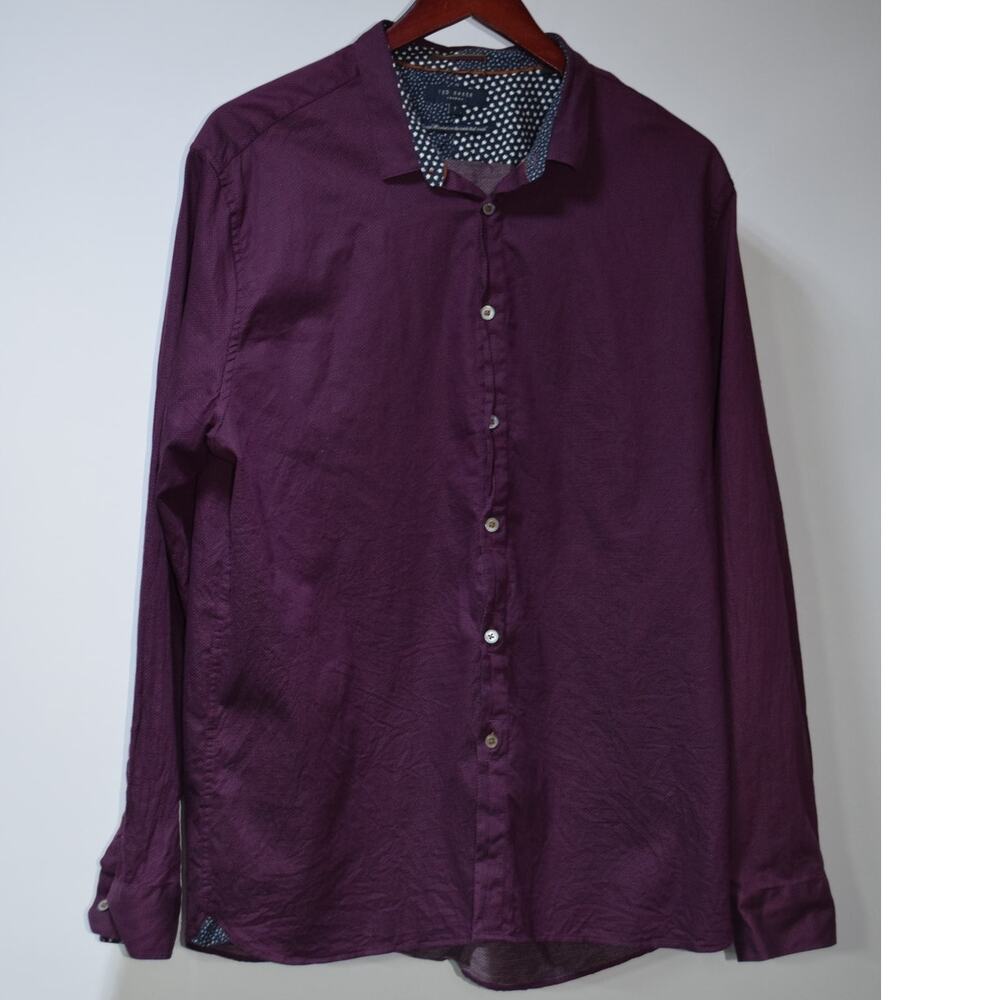 Ted Baker London Purple Micro Dot Dress Shirt Men’s Size 7 (XXL) Cotton Stretch
